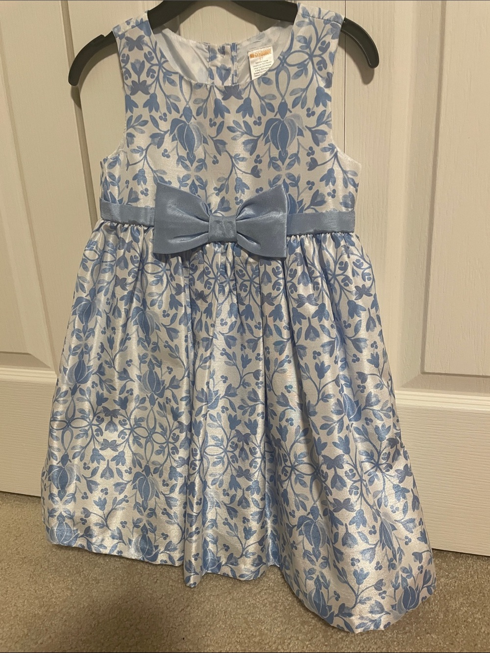 Gymboree Light Blue and White Floral Bow Party Dress